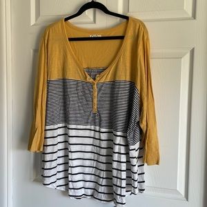 Navy and white stripe top